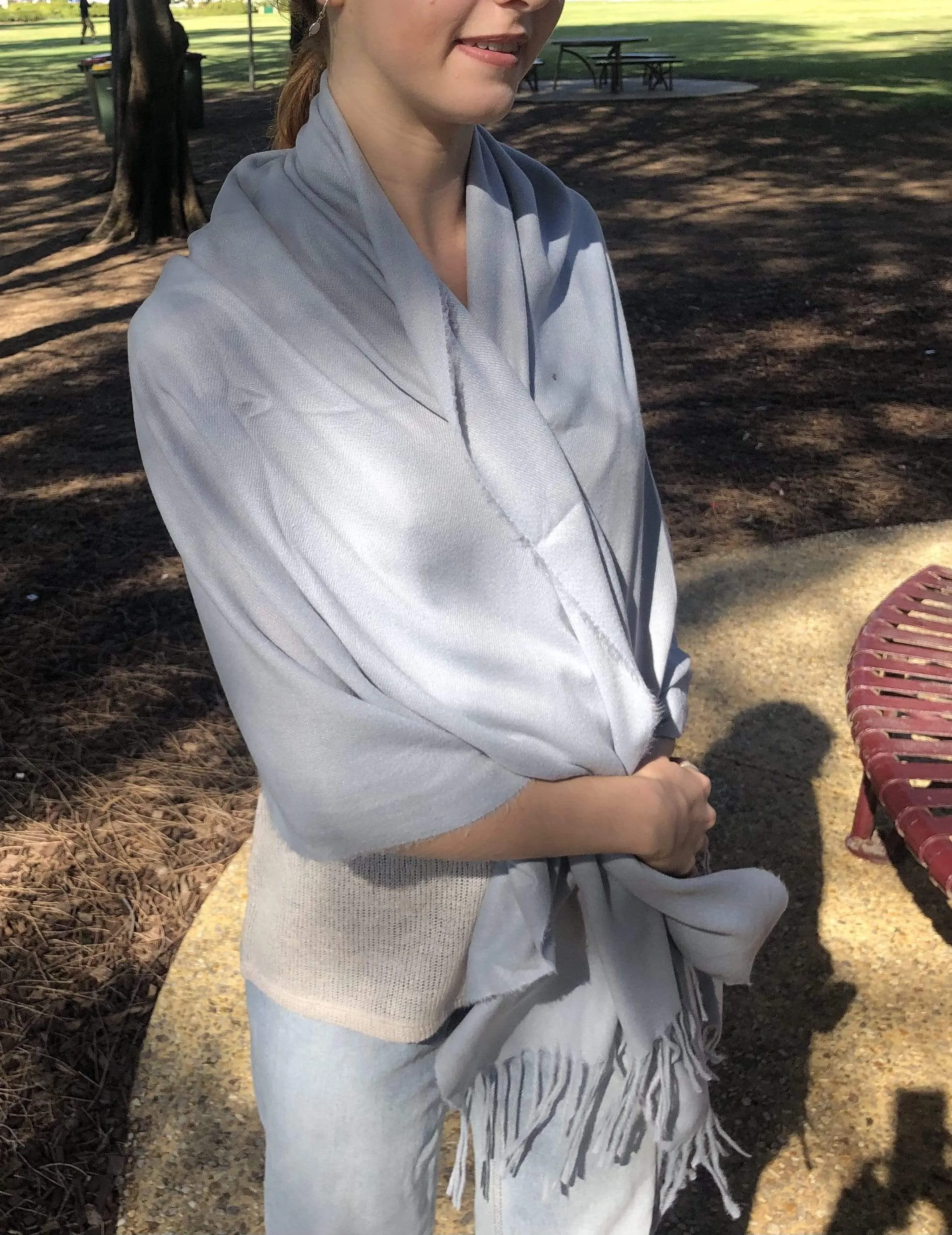 🥂 Pashmina Shawl Wrap - Light Grey