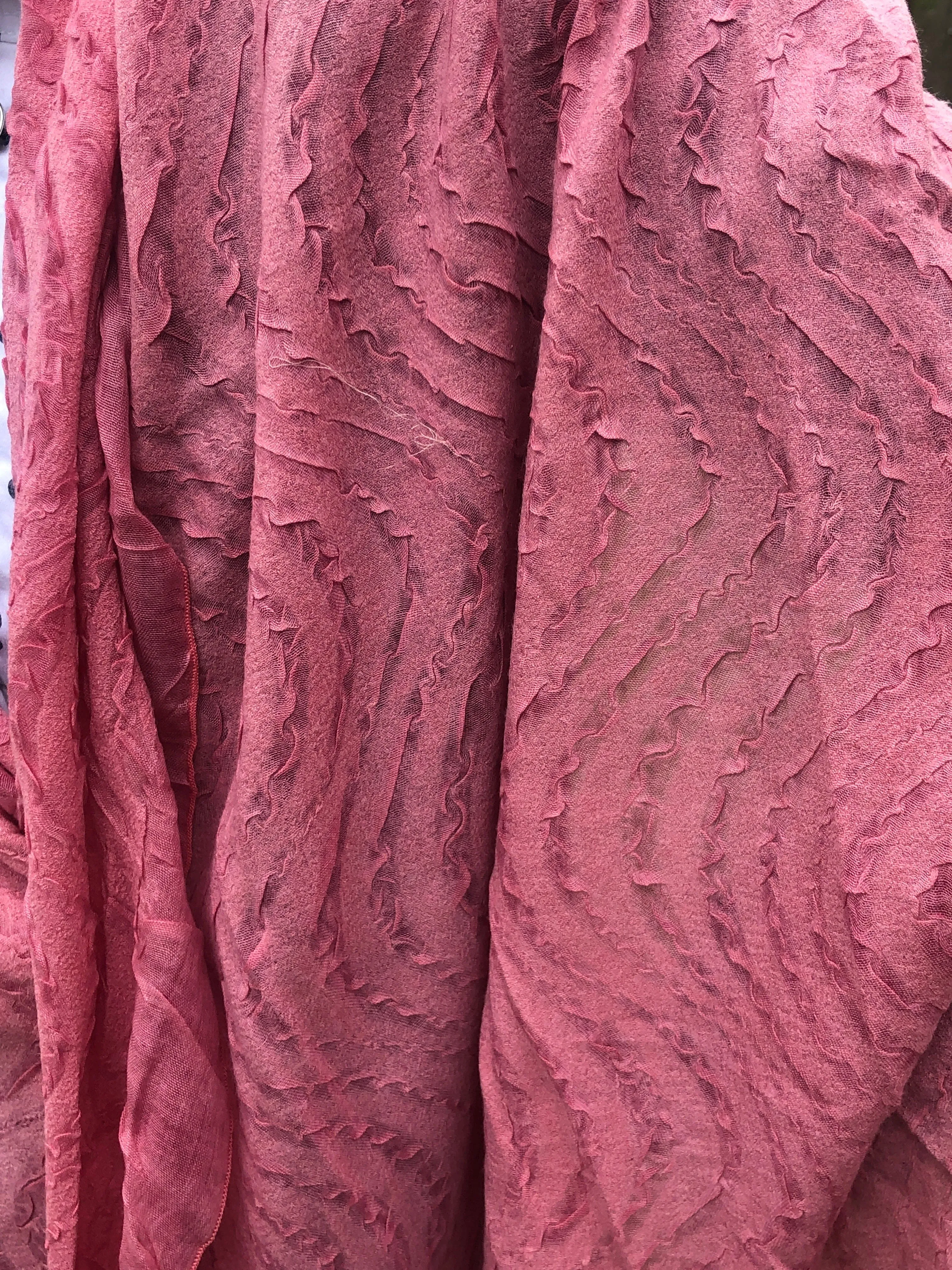 💥 Pink Scarf - Rose Pink Shawl - Textured - Wave