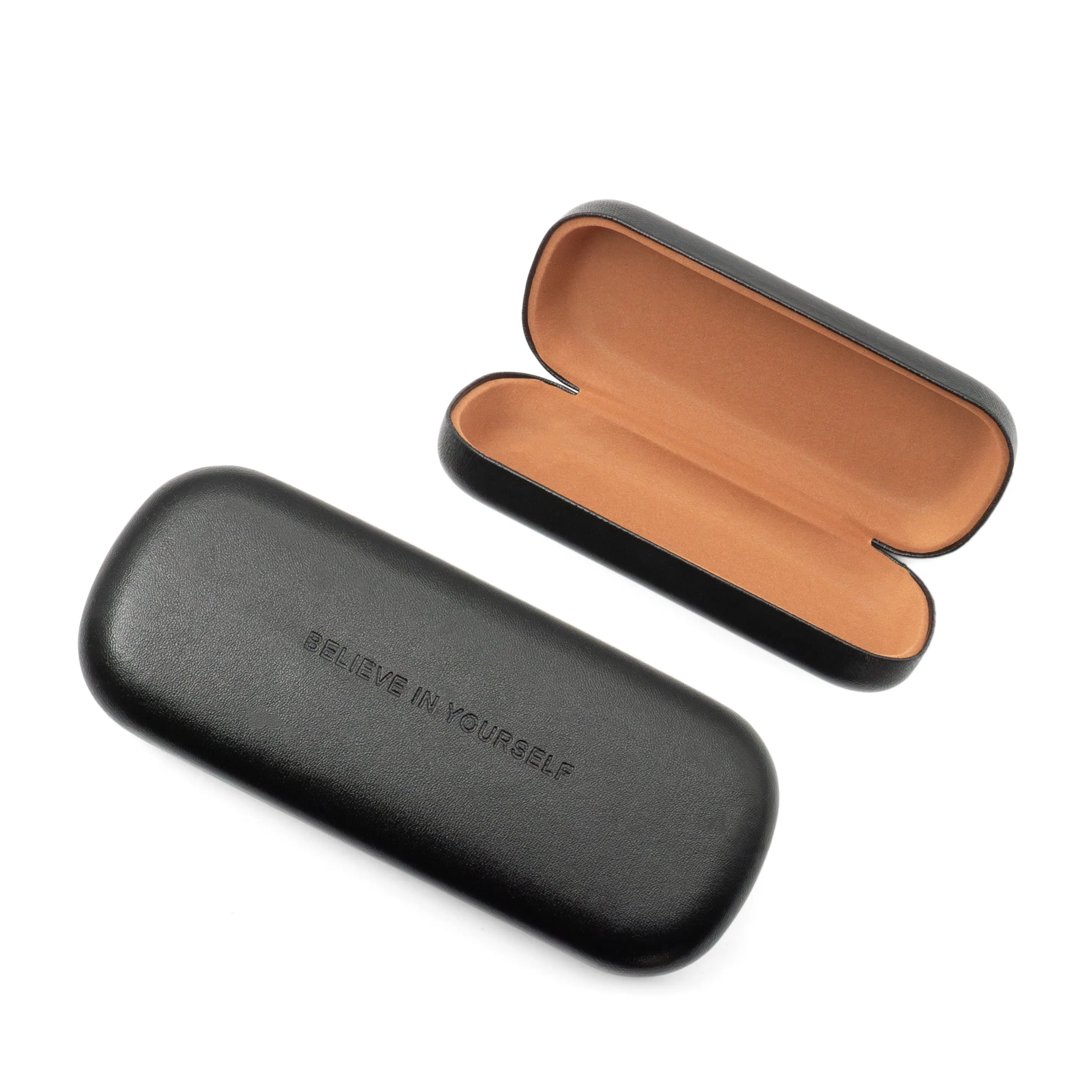 (160x70x35mm) Hardcase glasses case leather glasses box for on the go - black