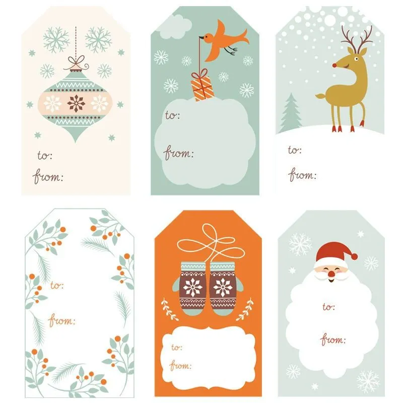 250PCs Shaped 6 Pattern Gloves Elk Merry Christmas Christmas Sticker Gift Label tape