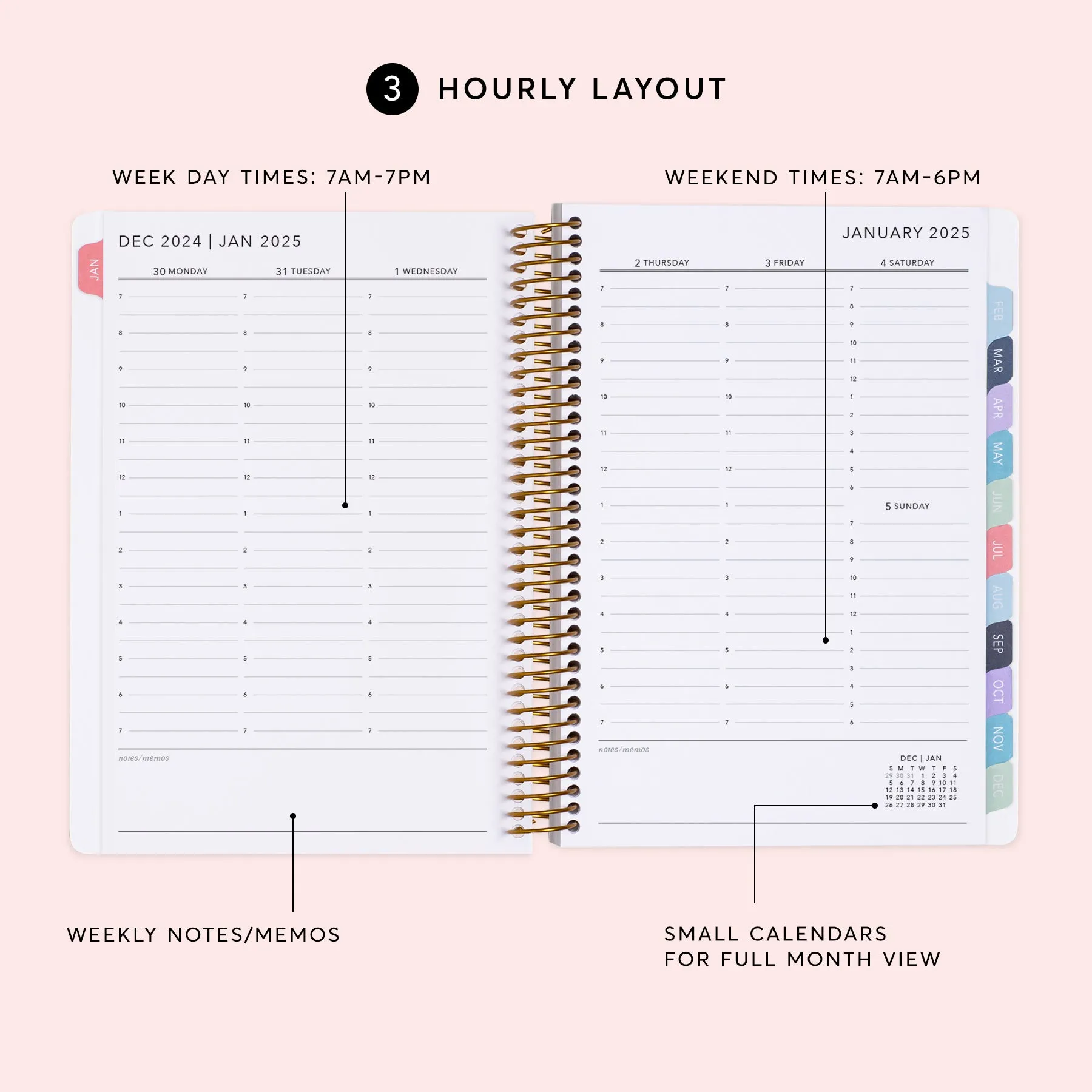 6x9 Weekly Planner - Blush Gold Tropical