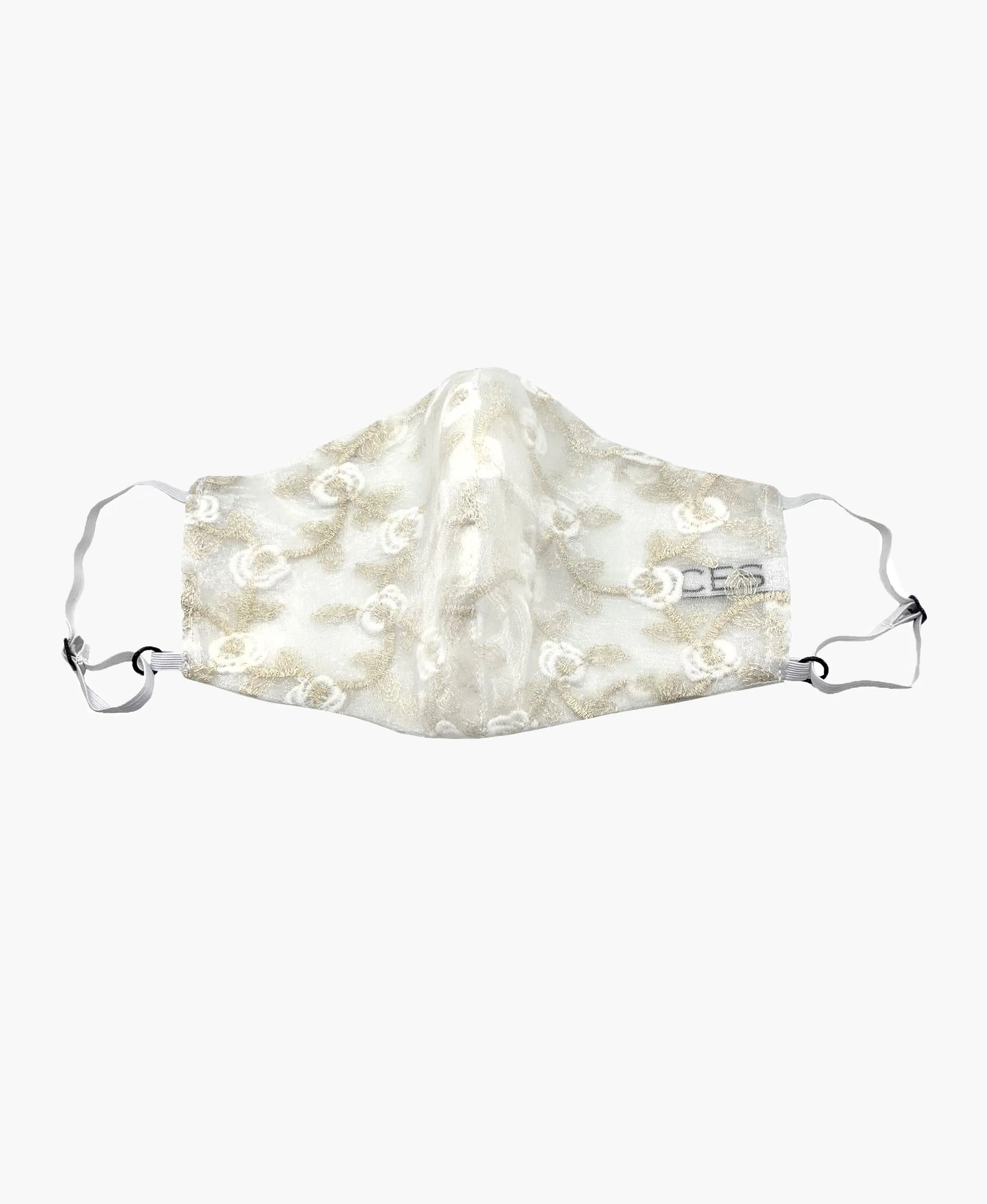 Adjustable White Lace Encased Super Lightweight Organza Mask