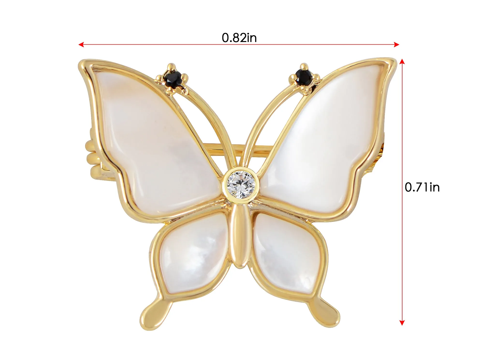 Alilang Sparkling Zircon Seashell Butterfly Brooch Pin With Crystal Rhinestones For Wedding Party