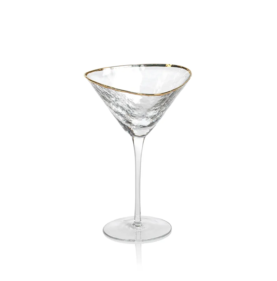 Aperitivo Triangular Martini Glass w/ Gold Rim