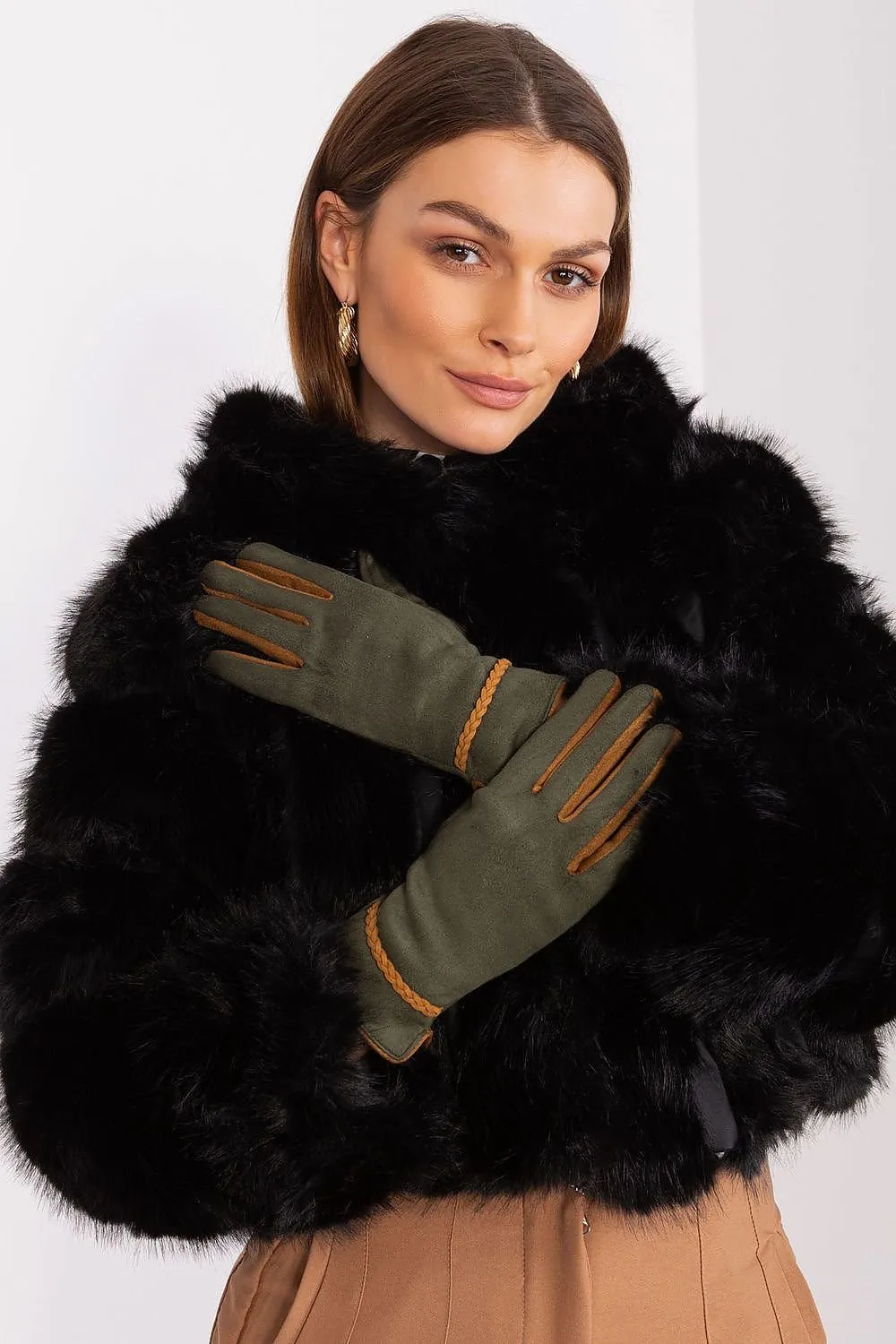 AT Braided Rope Contrast Trim Gloves