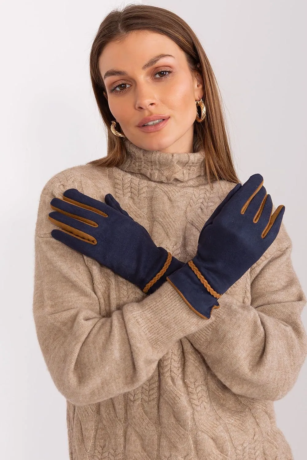 AT Braided Rope Contrast Trim Gloves