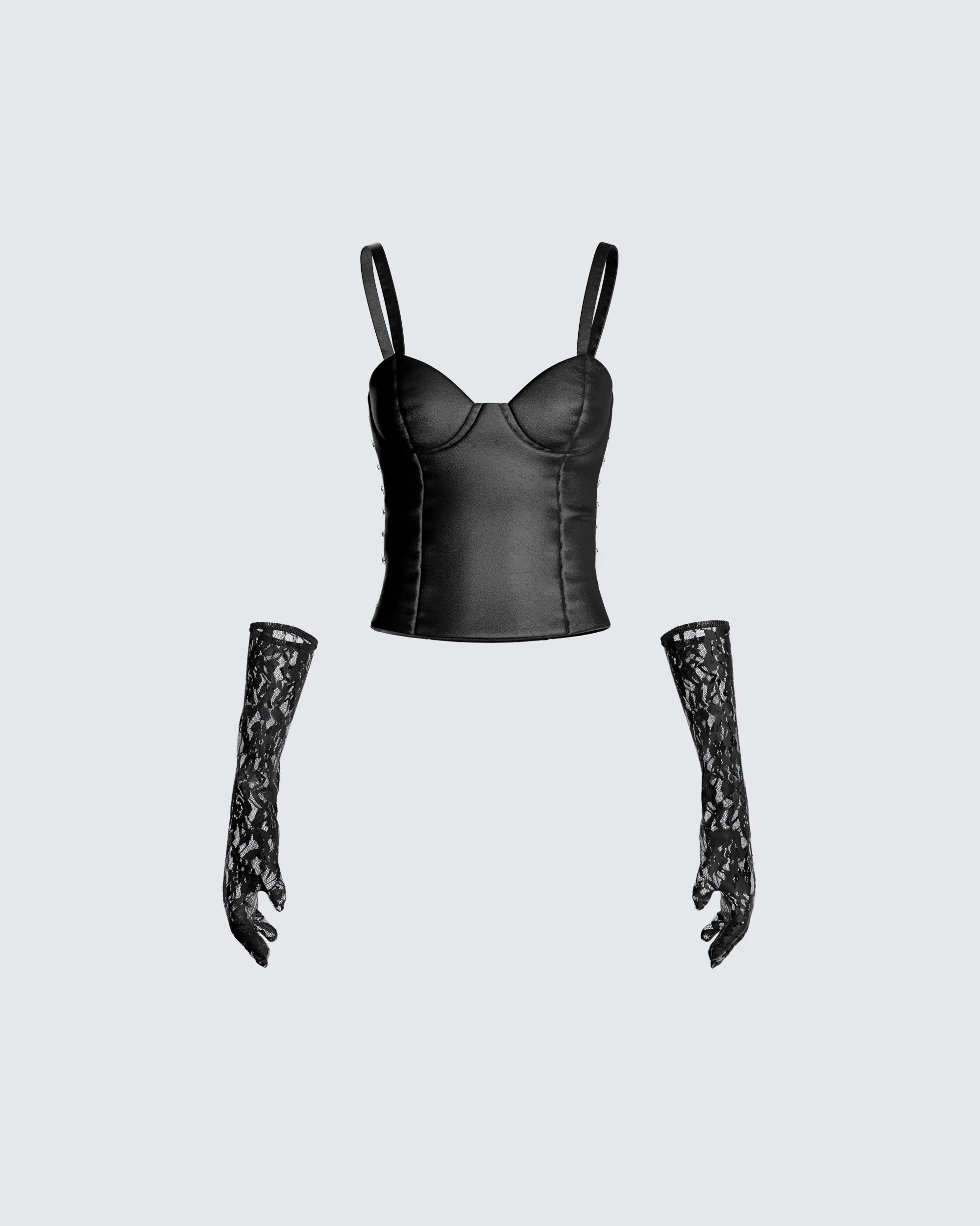 Beatrix Black Corset Top & Gloves