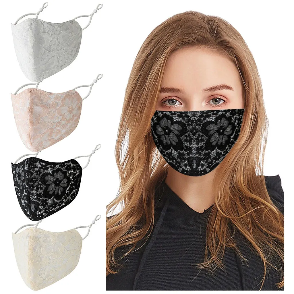 Beautiful Lace and Cotton Wedding or Party Face Mask