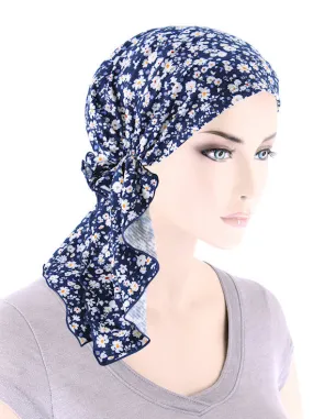 BELLA-842#The Bella Scarf Navy Dainty Floral