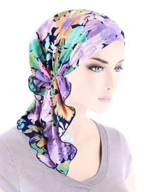 BELLA-863#The Bella Scarf Navy Lilac Bold Floral