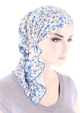 BELLA-881#The Bella Scarf Ivory Periwinkle Blue Petite Floral