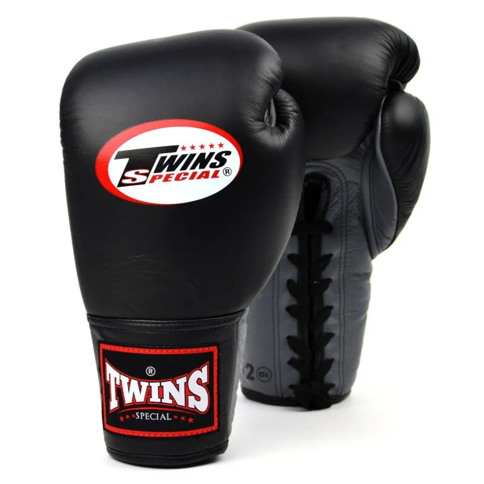 BGLL1 Twins Lace-up Boxing Gloves Black-Grey