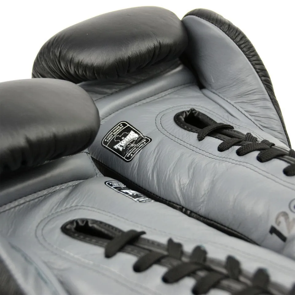 BGLL1 Twins Lace-up Boxing Gloves Black-Grey