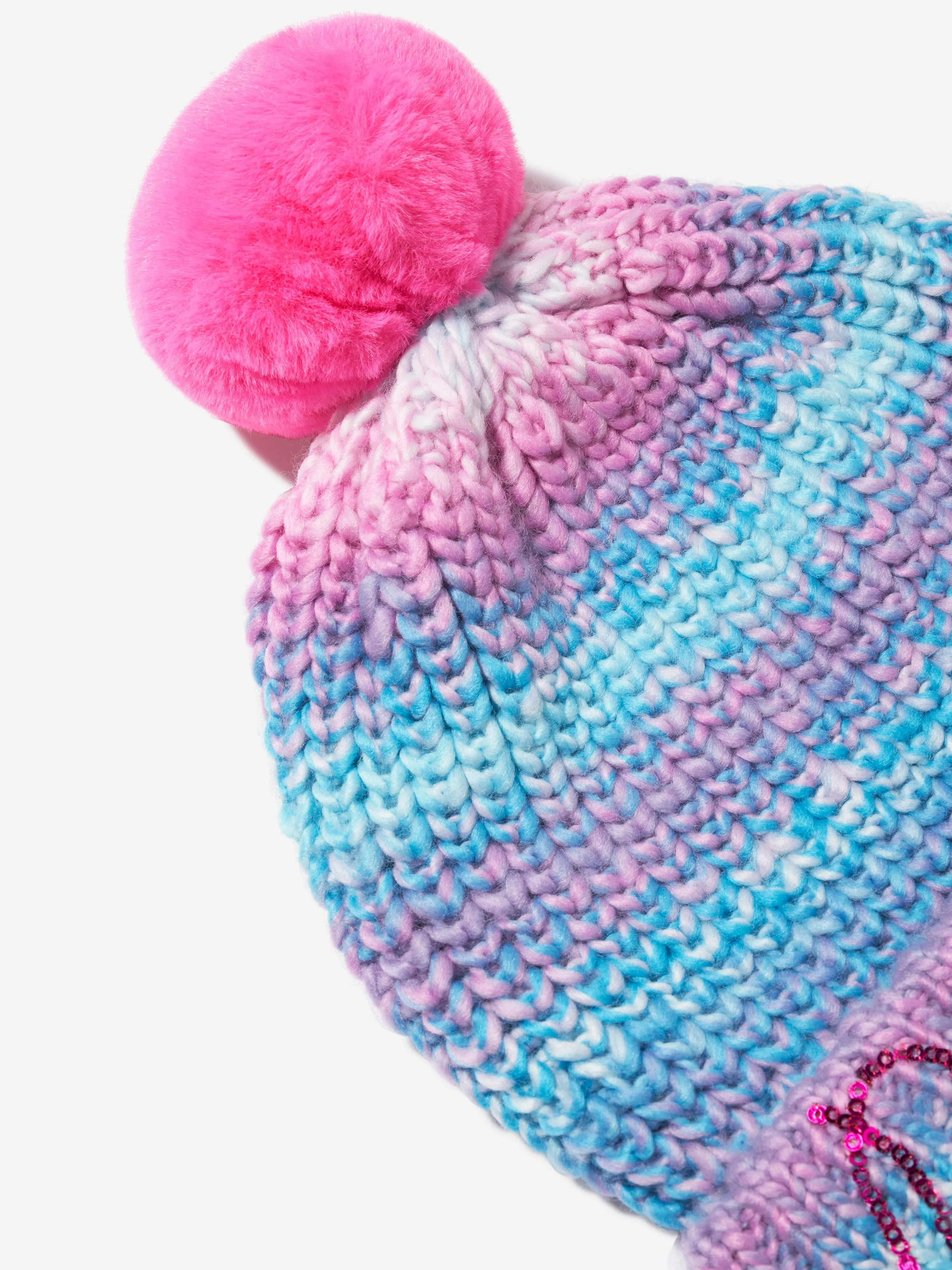 Billieblush Girls Striped Bobble Hat in Blue