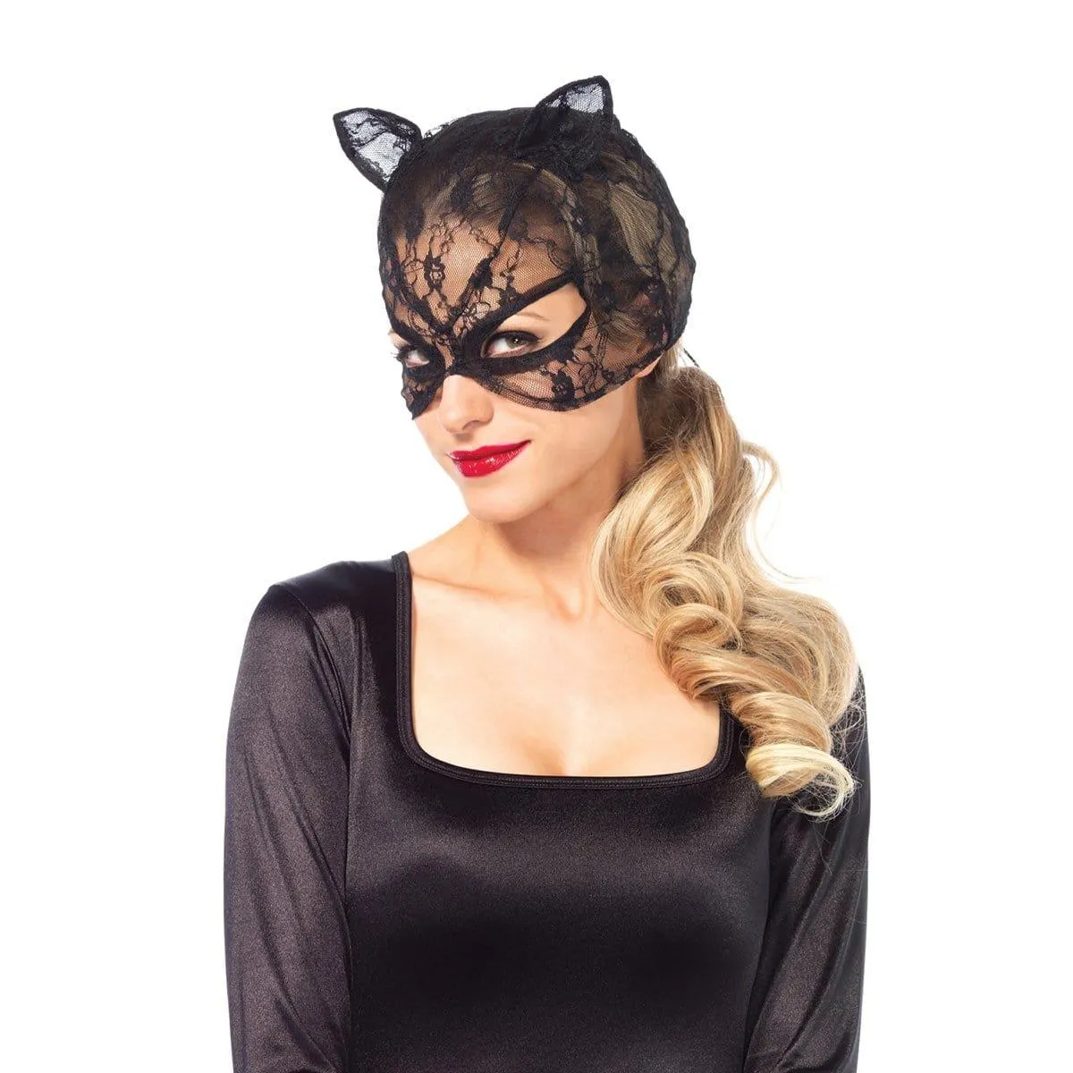 Black cat lace mask