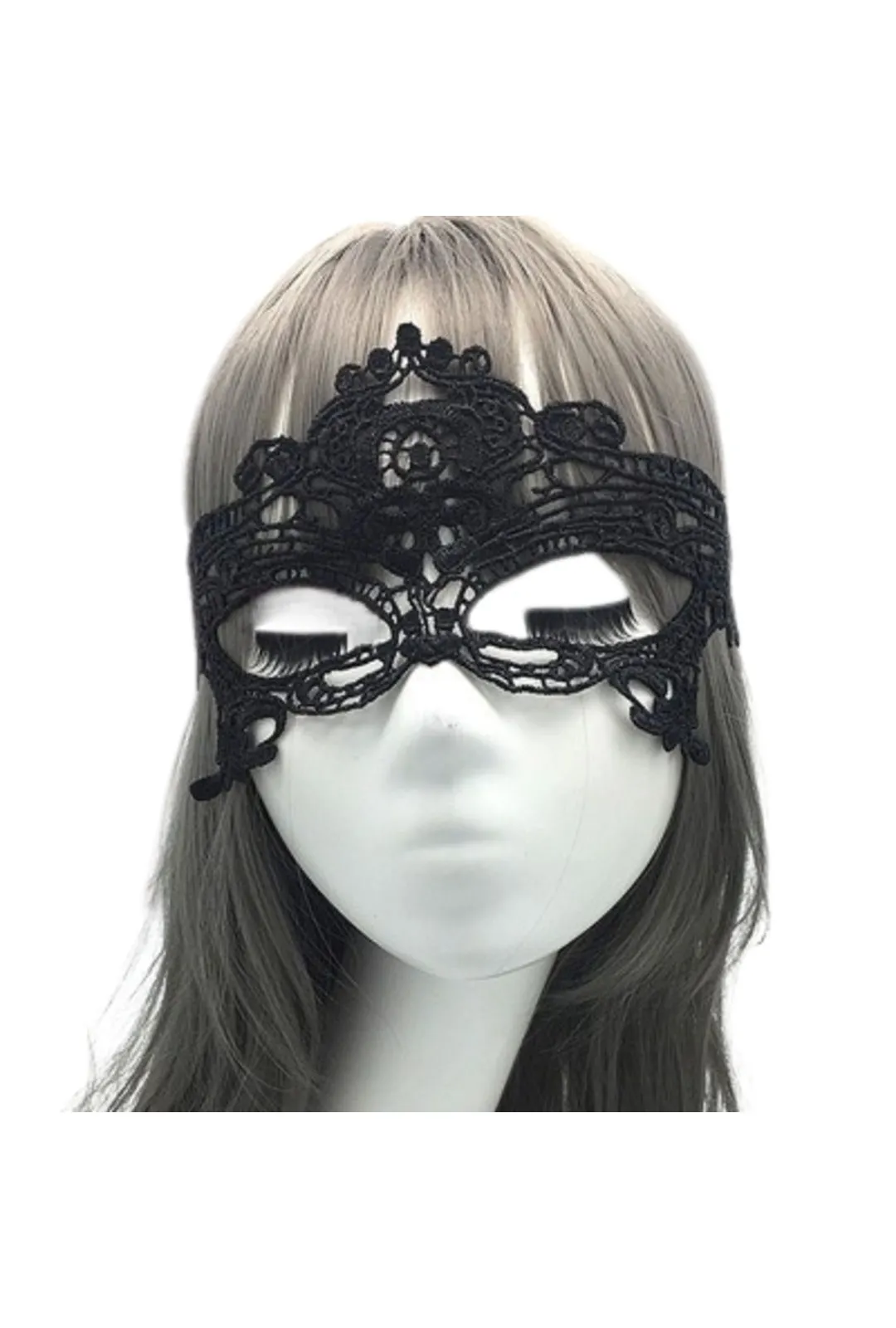 Black Decorative Lace Masquerade Mask