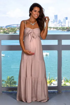 Blush Maxi Dress with Tie Front