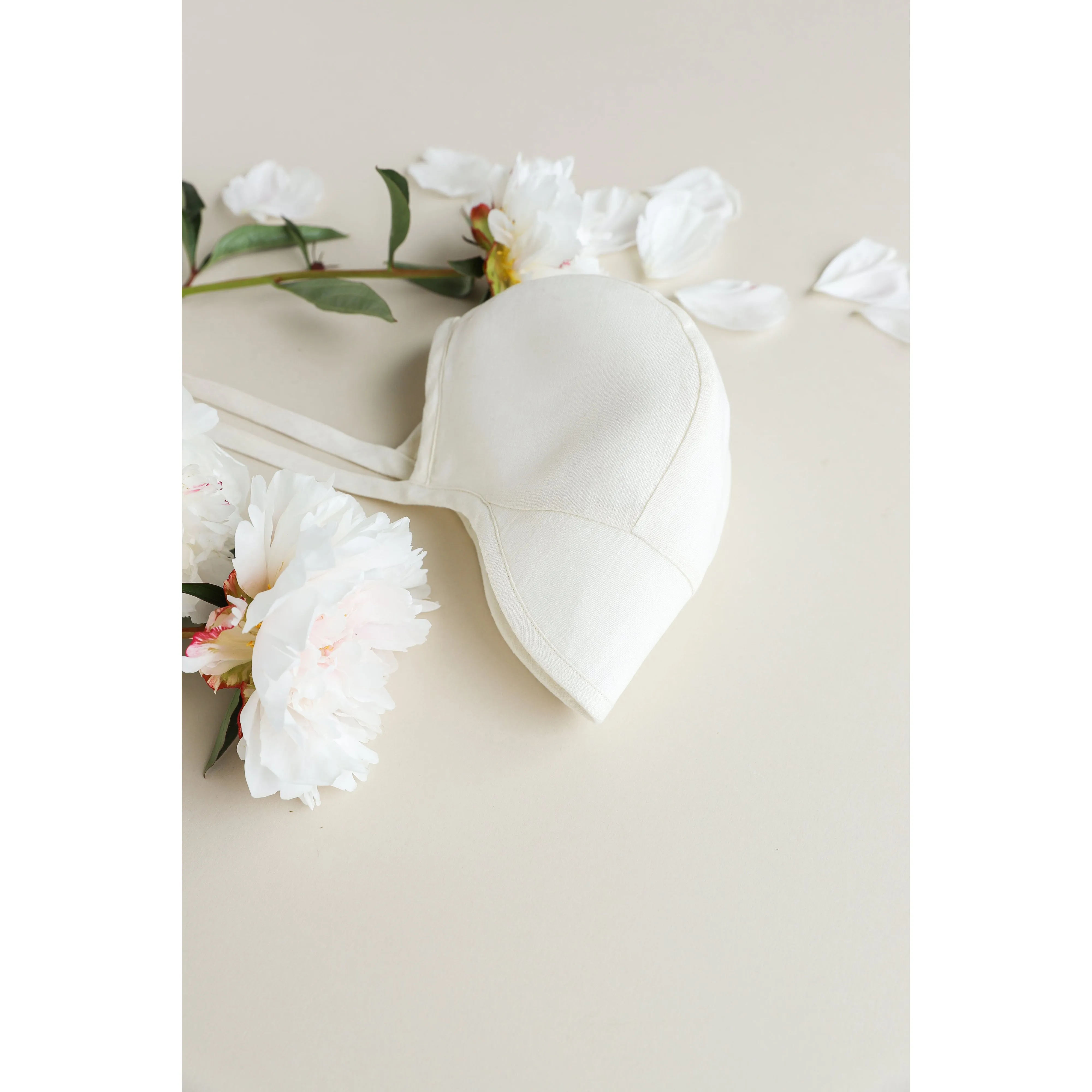 Briar Baby Brimmed Ivory Linen Bonnet Cotton-Lined