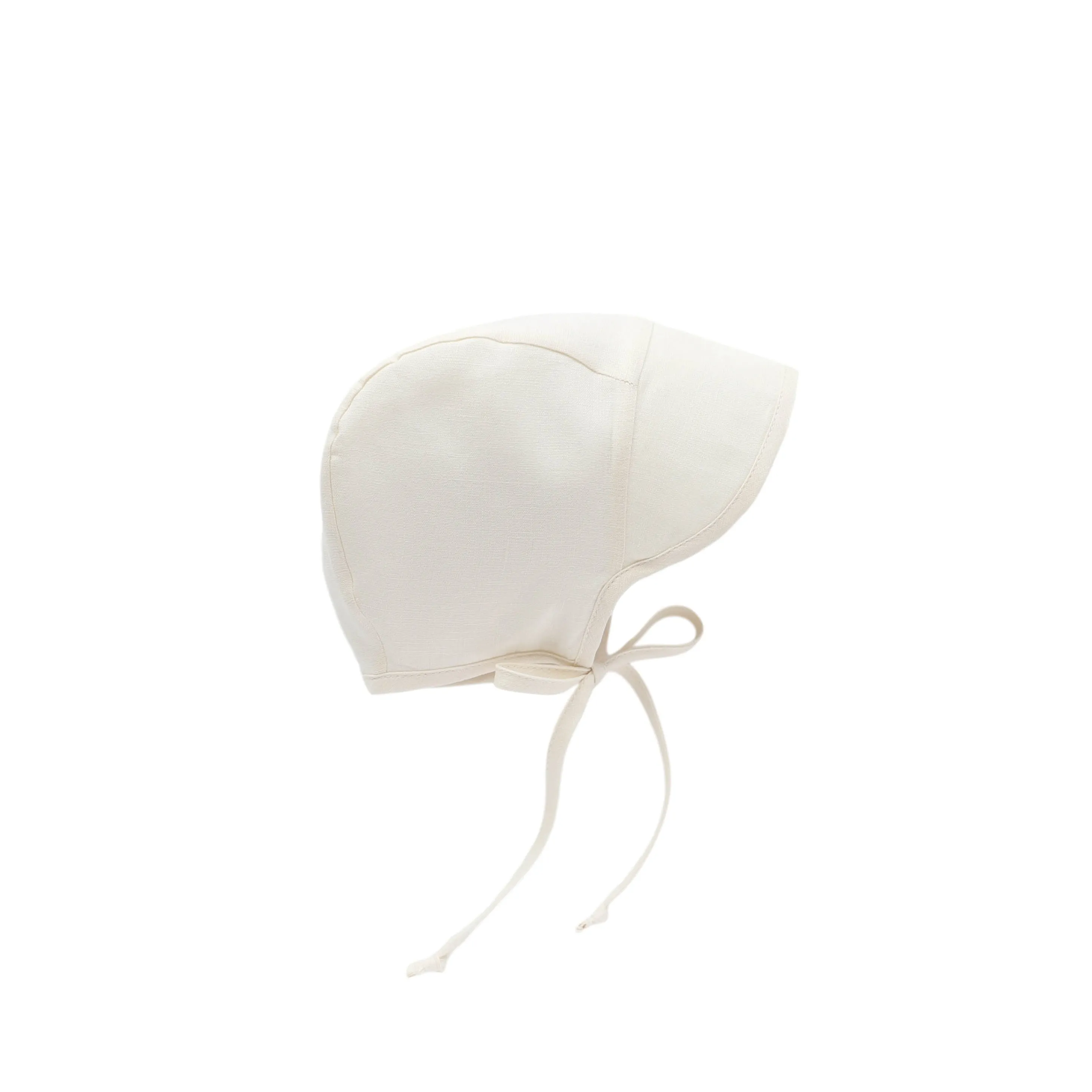 Briar Baby Brimmed Ivory Linen Bonnet Cotton-Lined