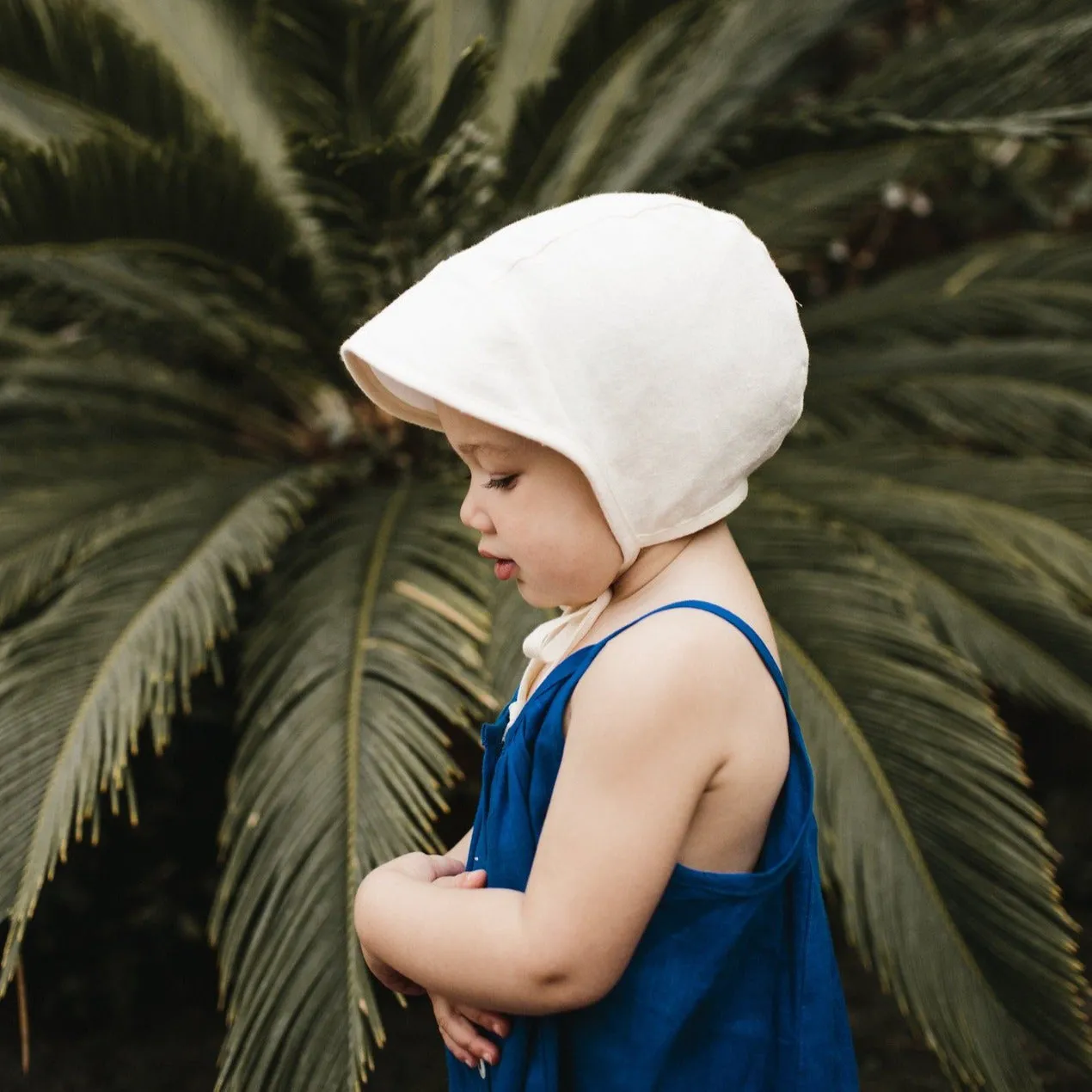 Briar Baby Brimmed Ivory Linen Bonnet Cotton-Lined