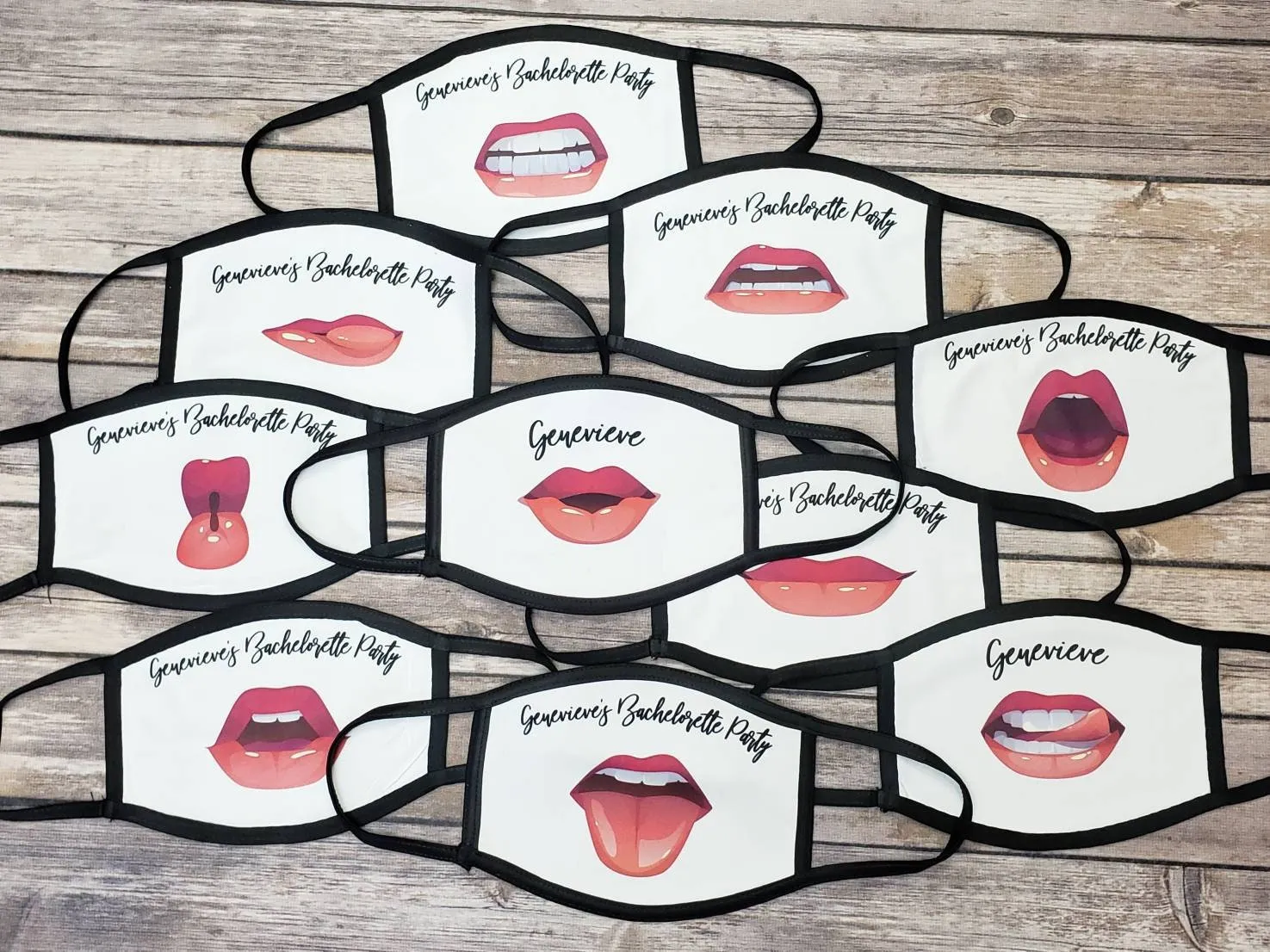 Bride Tribe Bachelorette Party Lips Face Mask - Bride - Tribe - Set of 5 Masks