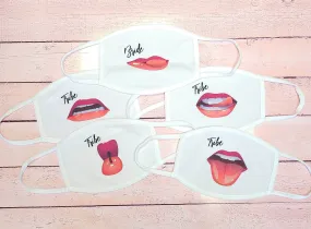 Bride Tribe Bachelorette Party Lips Face Mask - Bride - Tribe - Set of 5 Masks