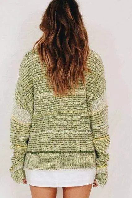 Casual Loose Striped Mohair Sweater