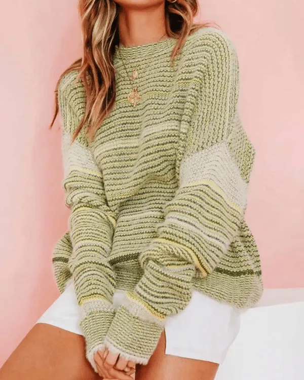 Casual Loose Striped Mohair Sweater