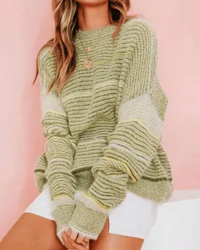 Casual Loose Striped Mohair Sweater