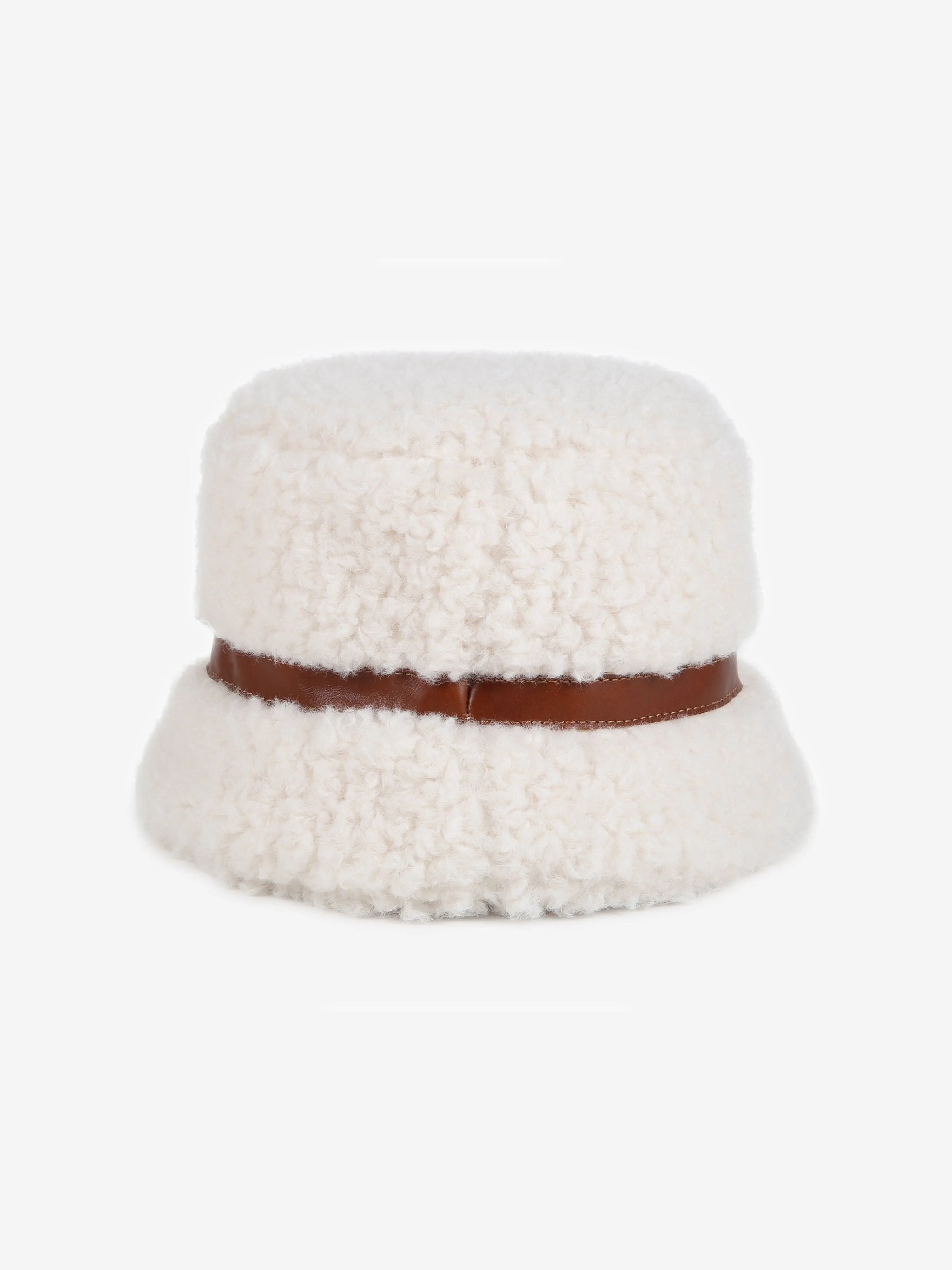 Chloé Girls Faux Shearling Hat in Ivory