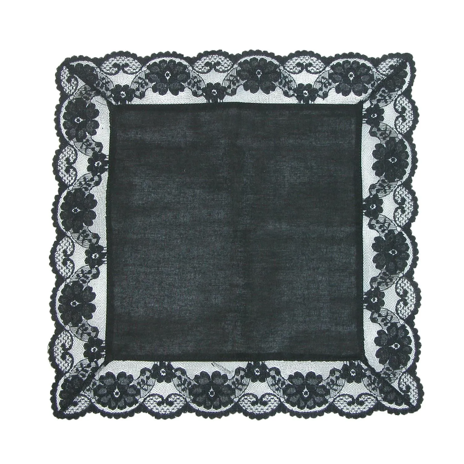 CTM® Women's Cotton Black Fairy Lace Handkerchief