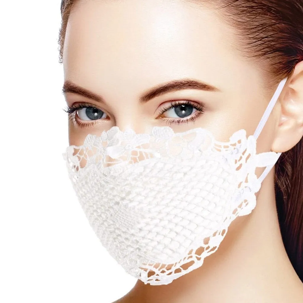 Delicate Crocheted Embroidered Fine Lace Face Mask