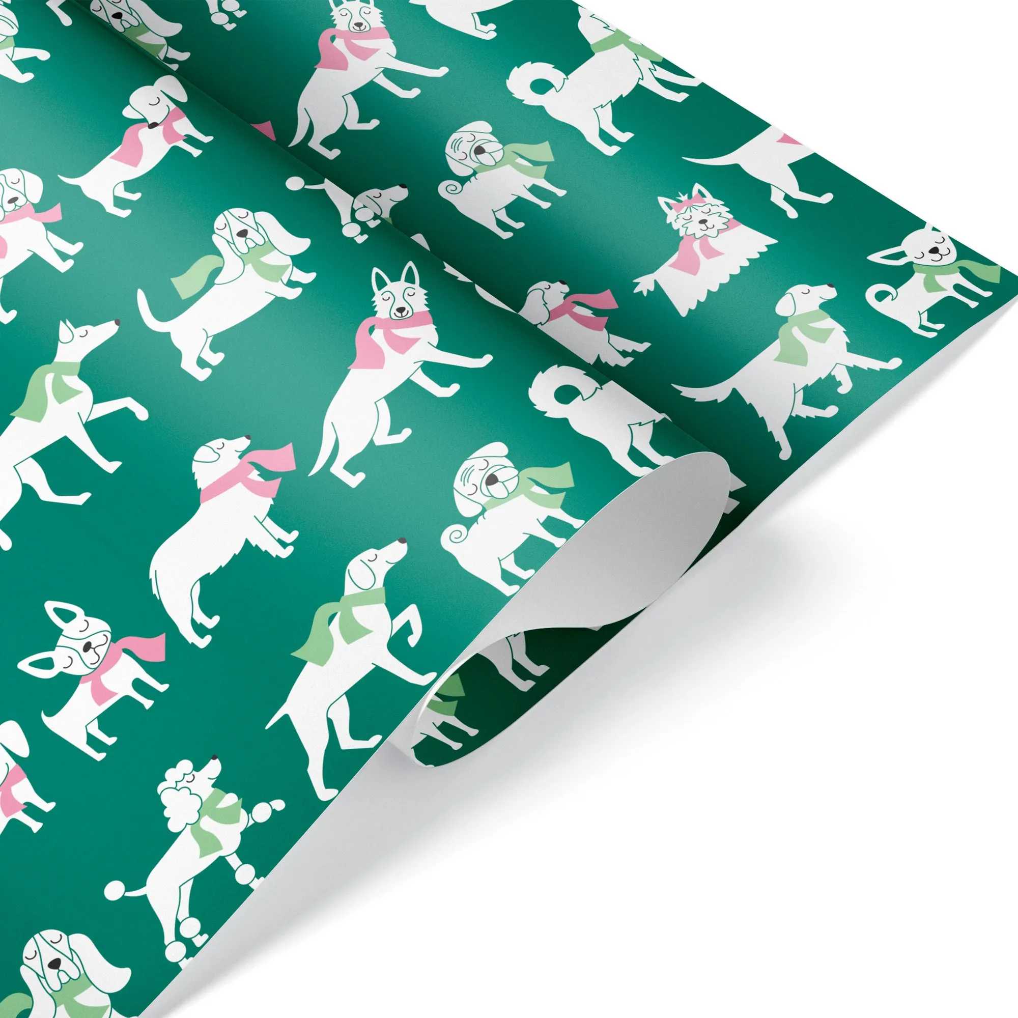 Dog Pack Christmas Wrapping Paper - EMERALD