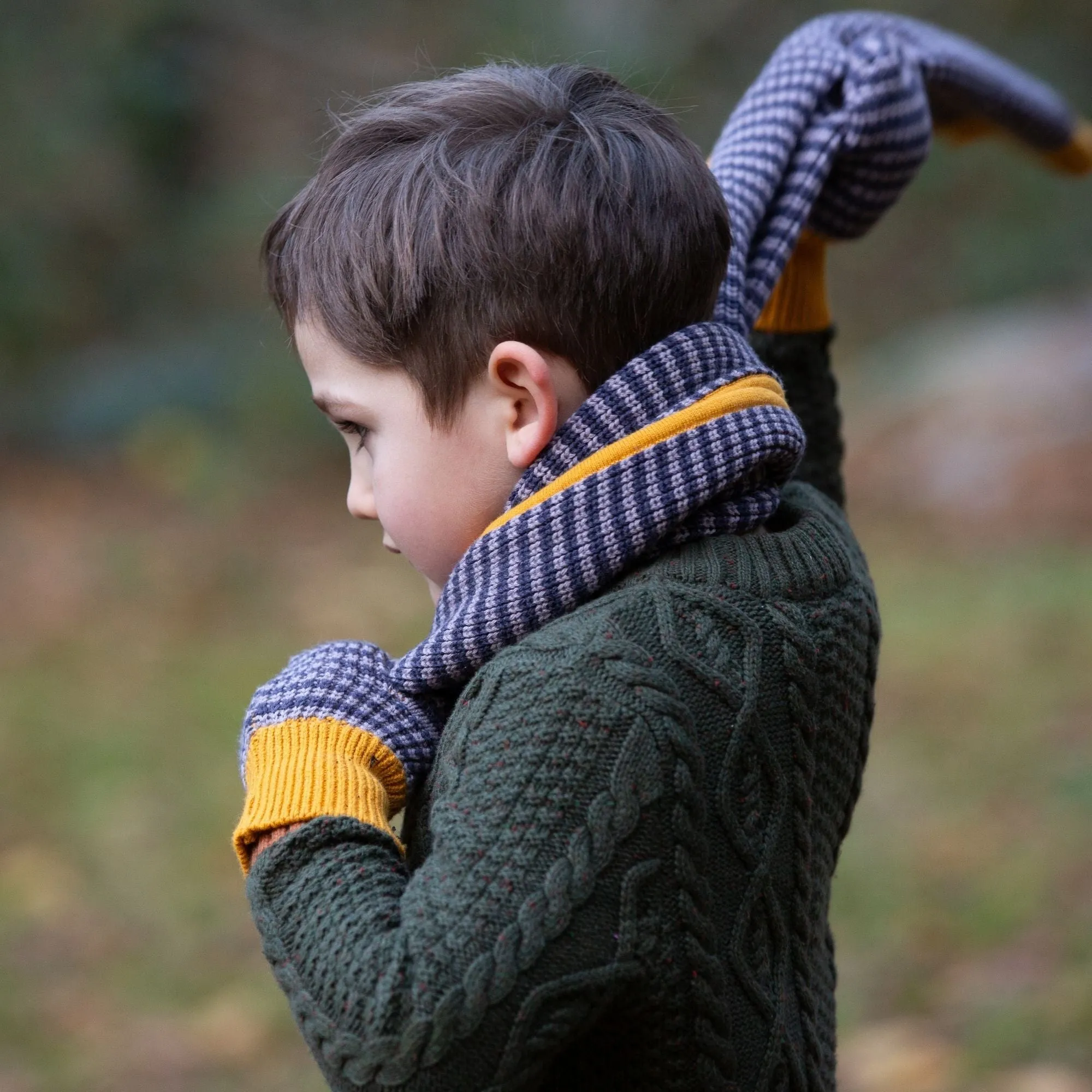 Dreamy Blue Striped Knitted Scarf