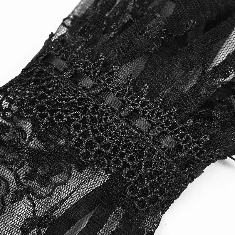 Elegant Gothic Accessory Lace Gloves With Cuff Split Design