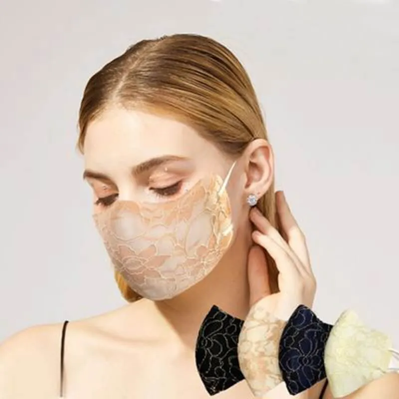 Embroidered Fabric Lace Face Mask-M22