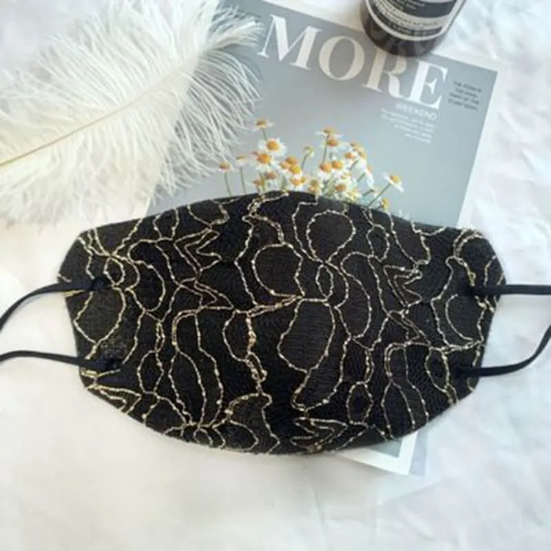 Embroidered Fabric Lace Face Mask-M22