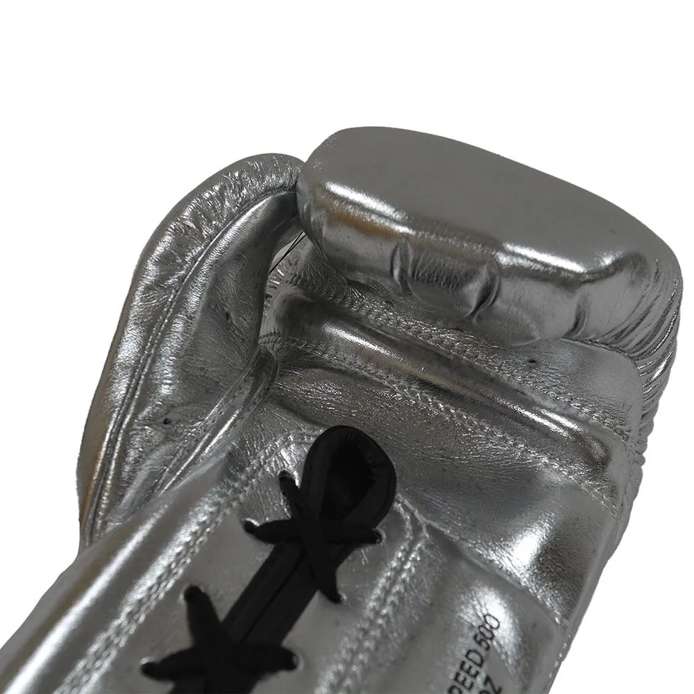 EXCLUSIVE ADIDAS PRO LINE METALLIC LACE BOXING GLOVES - SILVER