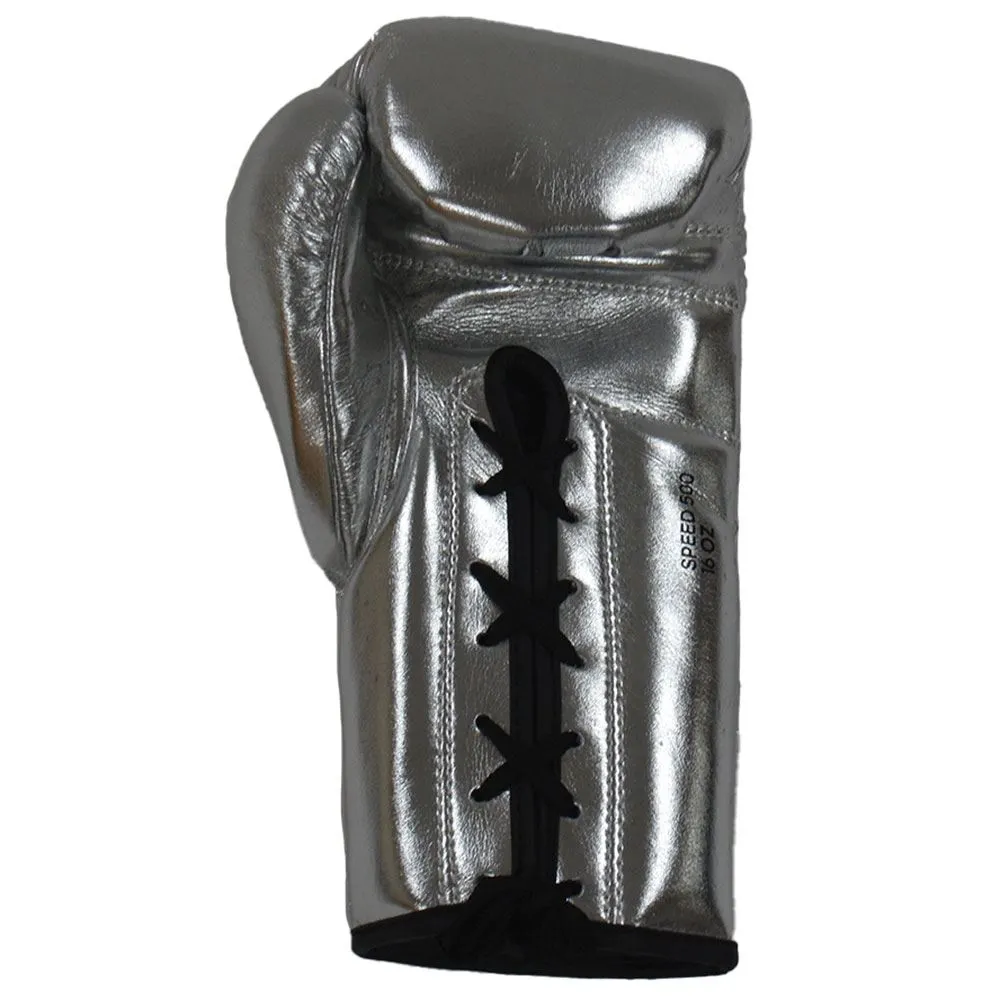 EXCLUSIVE ADIDAS PRO LINE METALLIC LACE BOXING GLOVES - SILVER