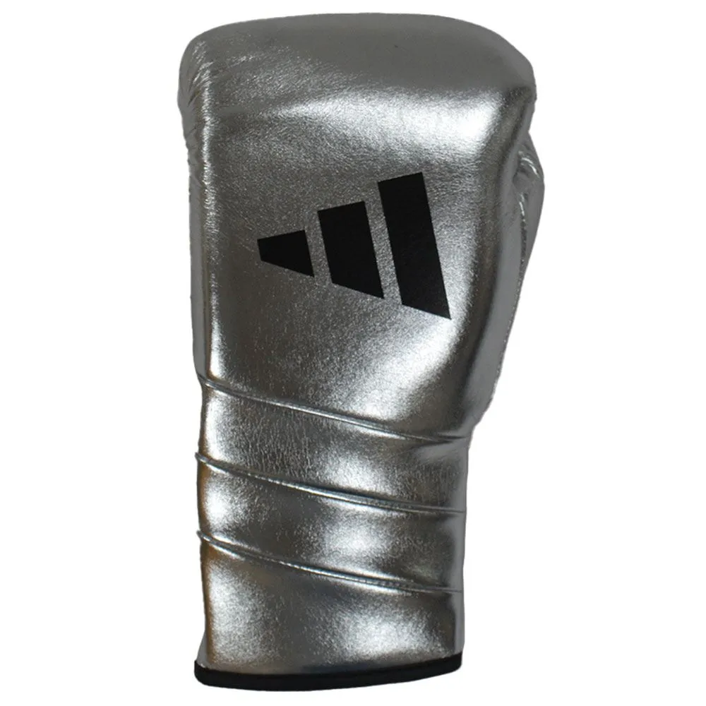 EXCLUSIVE ADIDAS PRO LINE METALLIC LACE BOXING GLOVES - SILVER