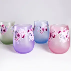 Floral Stemless Tumblers Set of 4