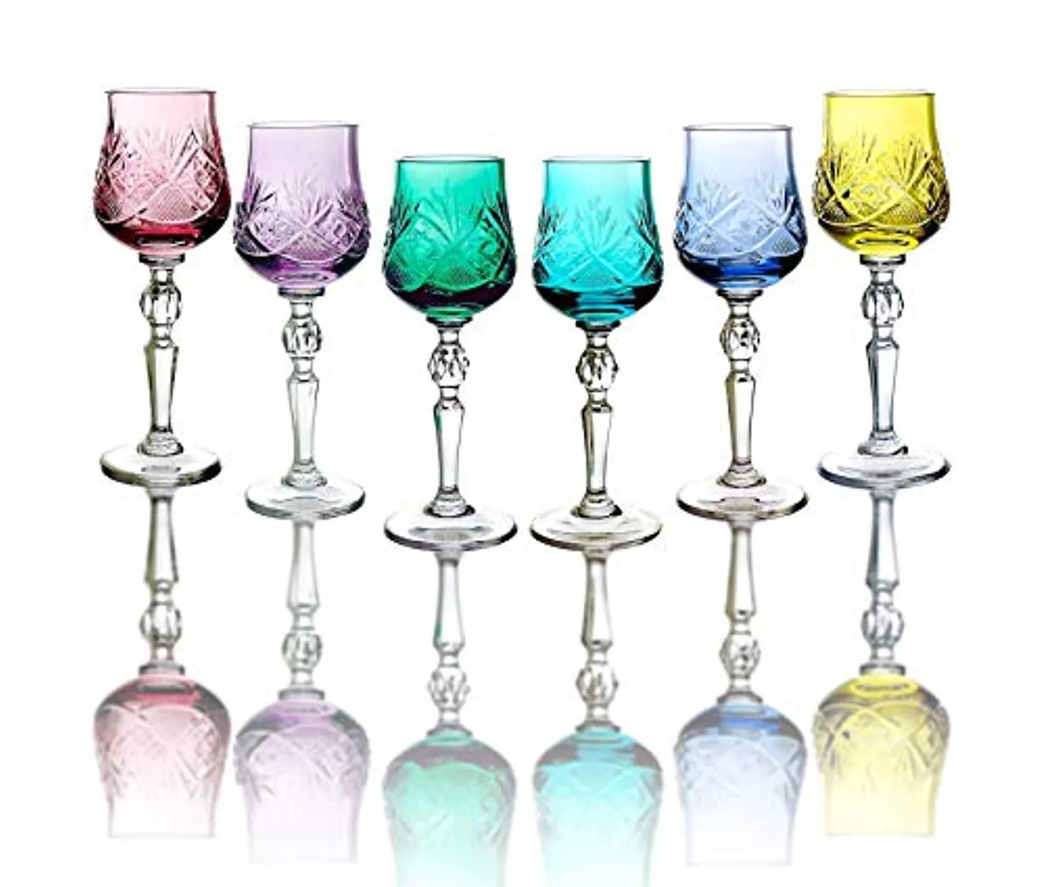 Handmade Crystal Cordial Shot Glasses- Set of 6