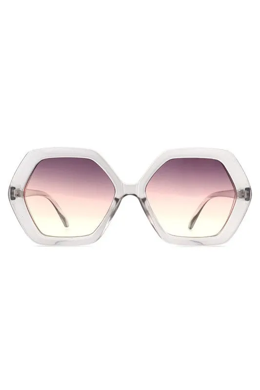 Hexagon Frame Sunglasses - Grey