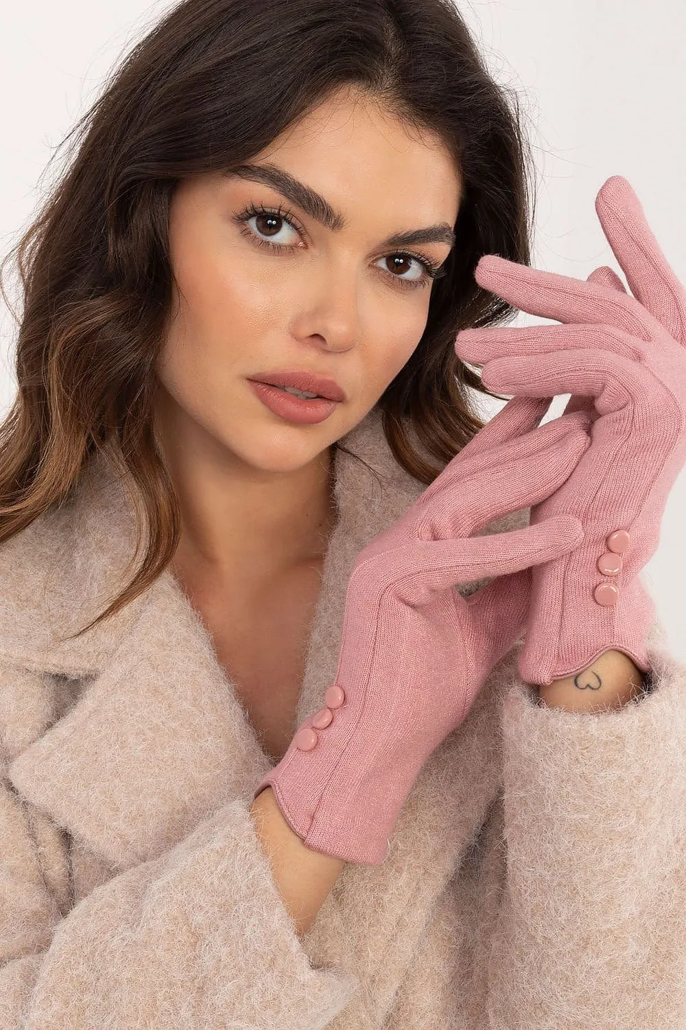 Insulated Cotton Gloves with Index Finger Pink