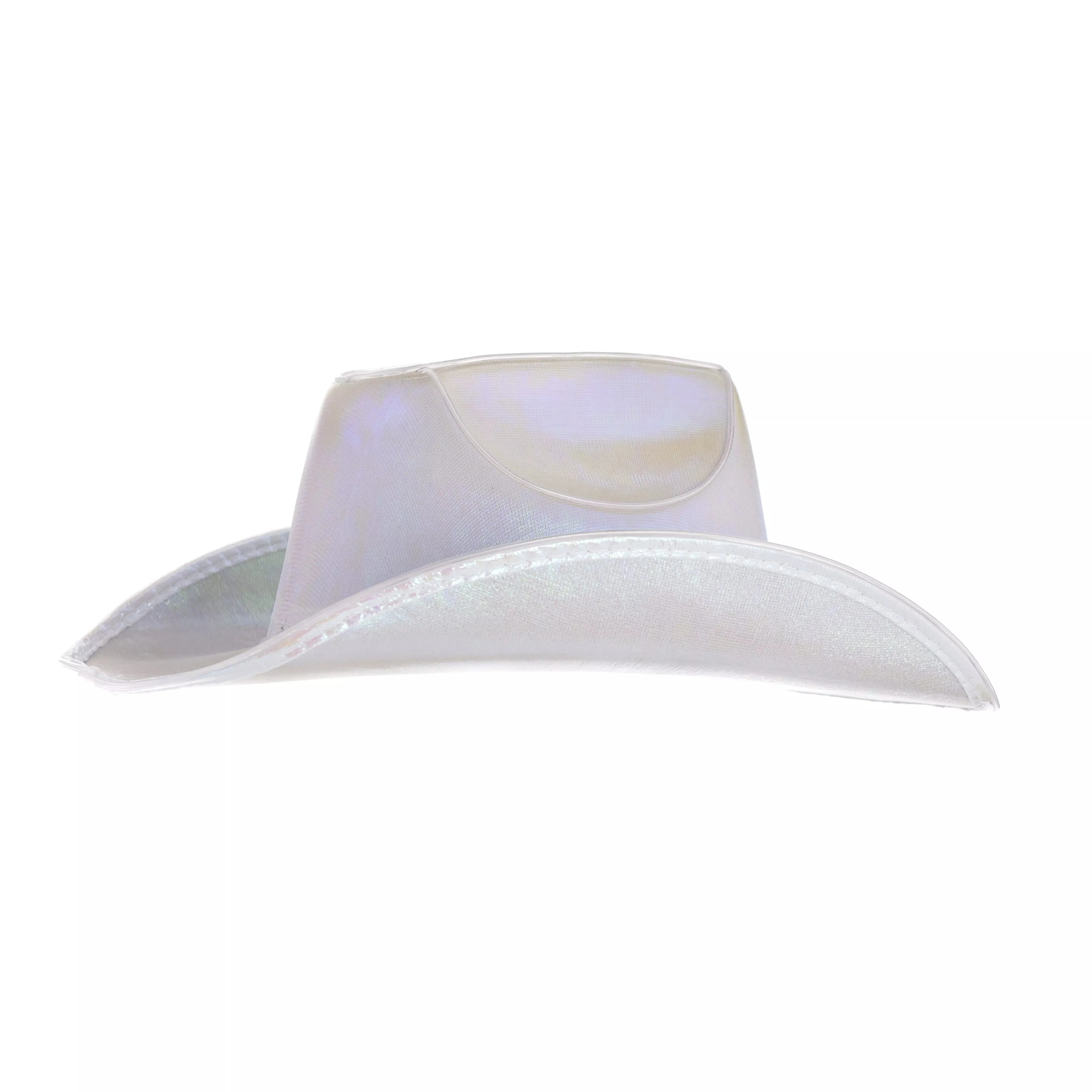 Light Up EL Wire Glow Plain White Cowboy Hat