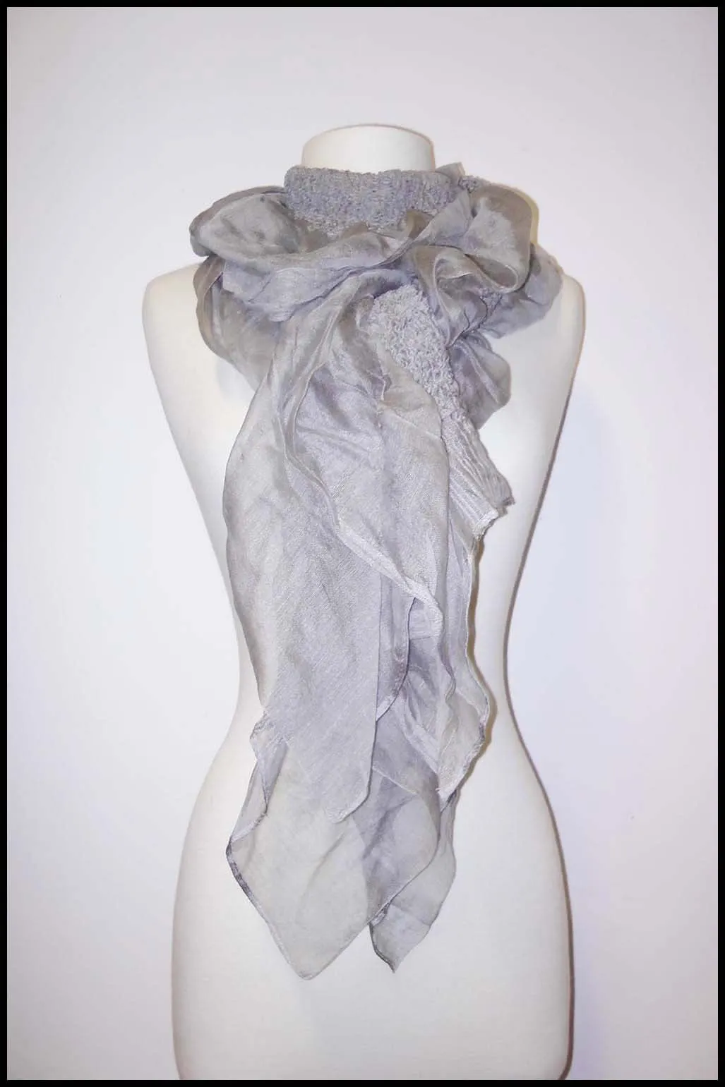 Lightweight Ruffled Silk Scarf with Elastic Centre