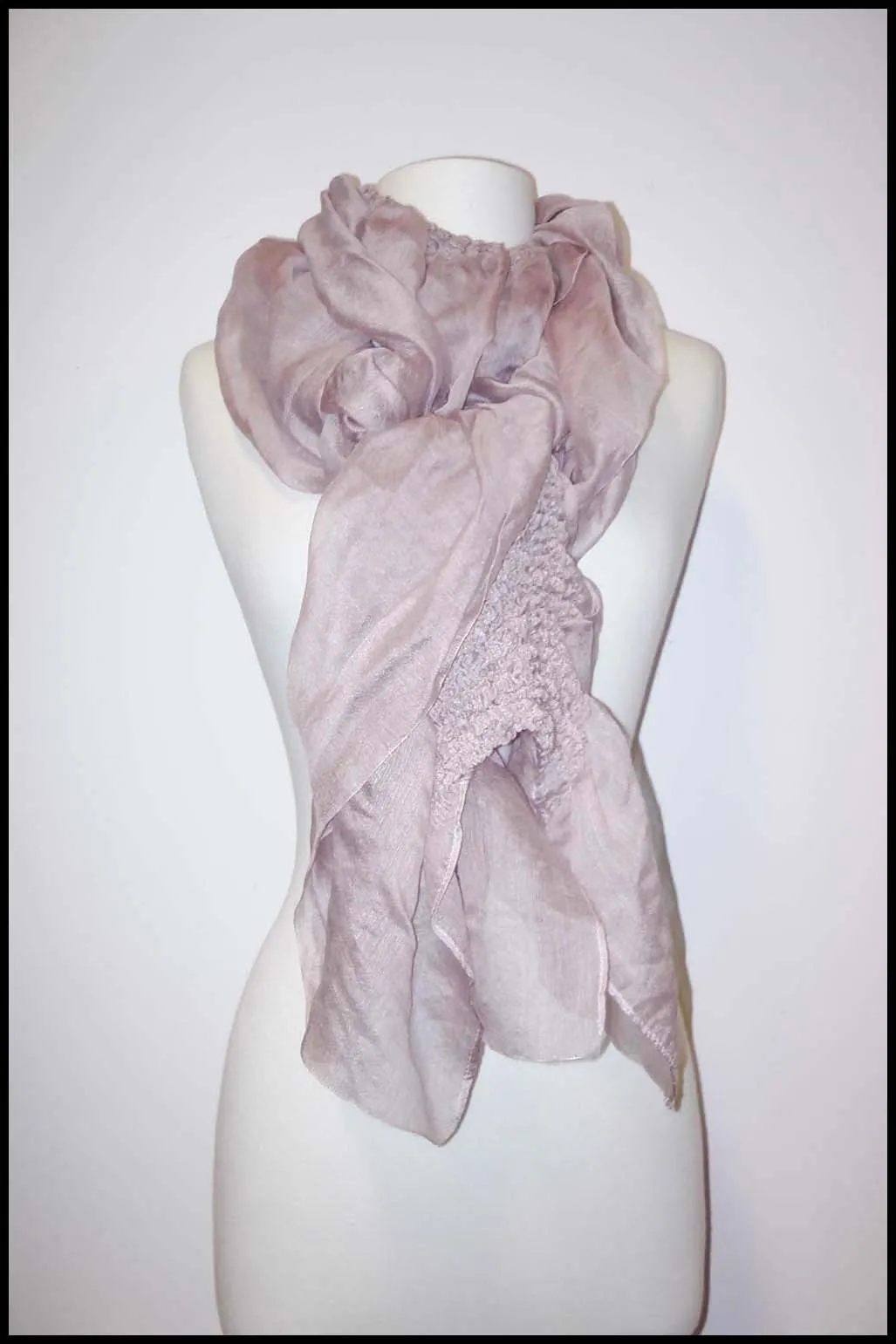 Lightweight Ruffled Silk Scarf with Elastic Centre