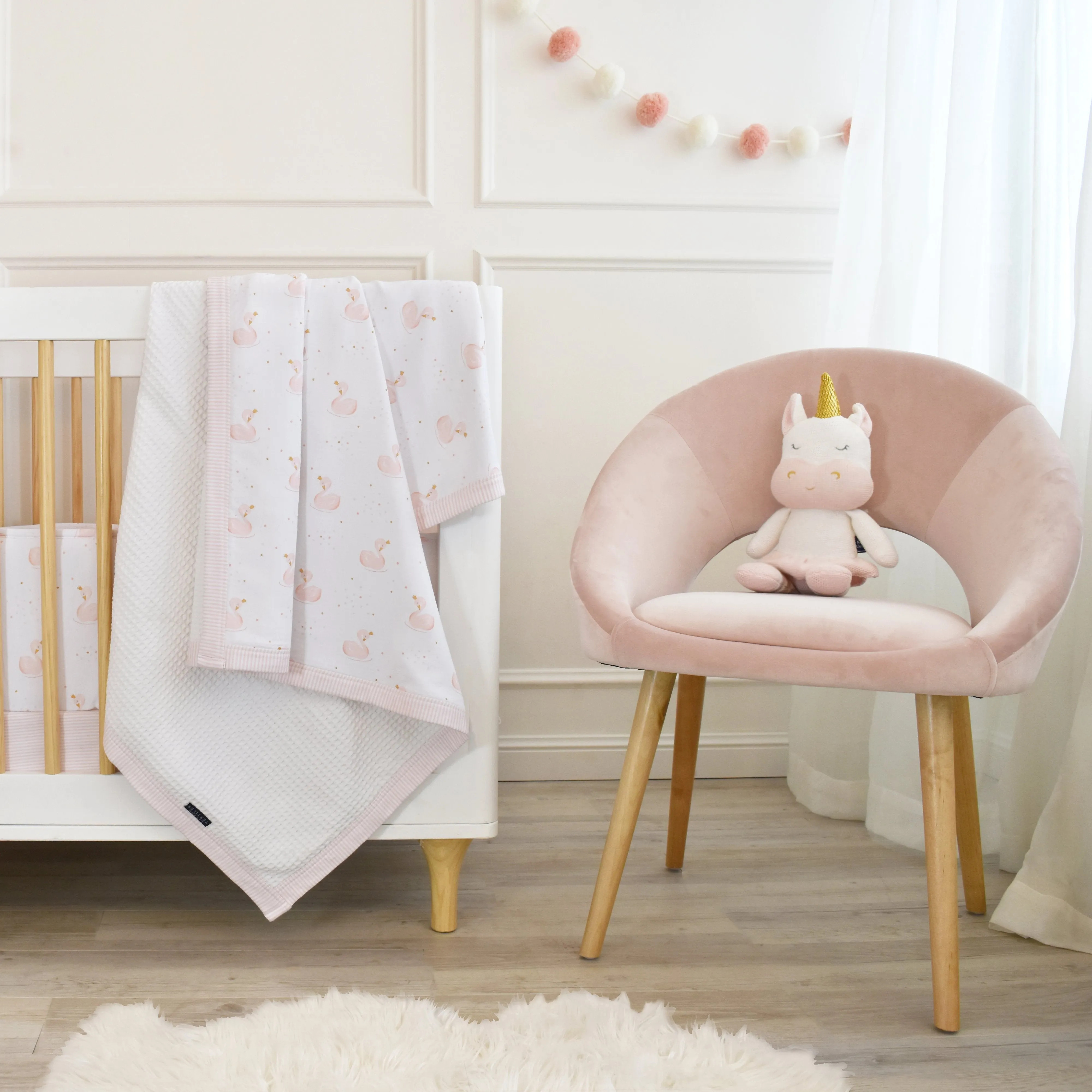 Living Textiles Waffle Jersey Cot Blanket