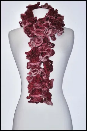 Loosely Crocheted Ruffle Scarf in Variegated Colour