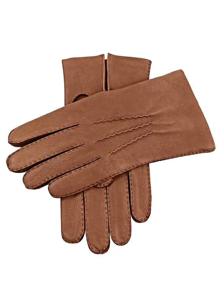 Men's Handsewn Three-Point Cashmere-Lined Deerskin Leather Gloves